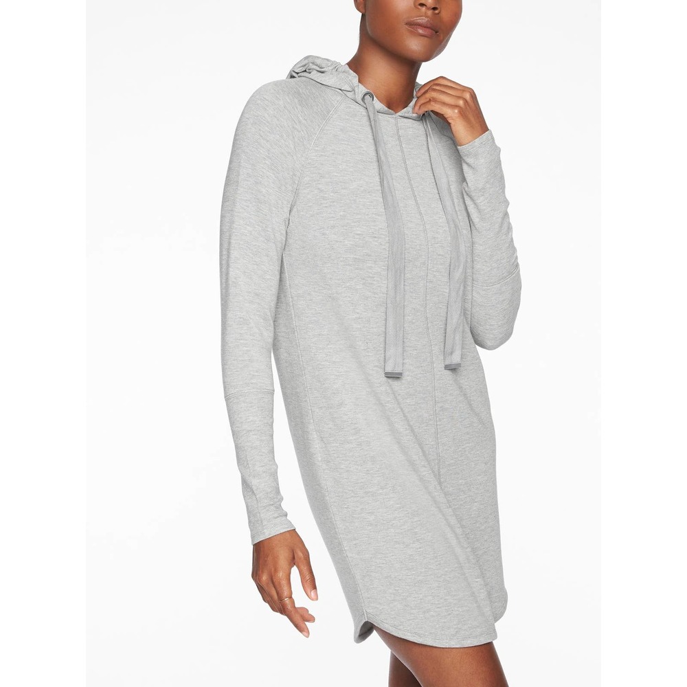 Athleta Women's Gray Solitude Hoodie Sweatshirt Dress Size Small
